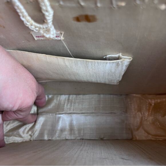 Vintage 1960 Caron Straw Wicker Round Seashell Embellished Purse Handbag Beige - Picture 4 of 14